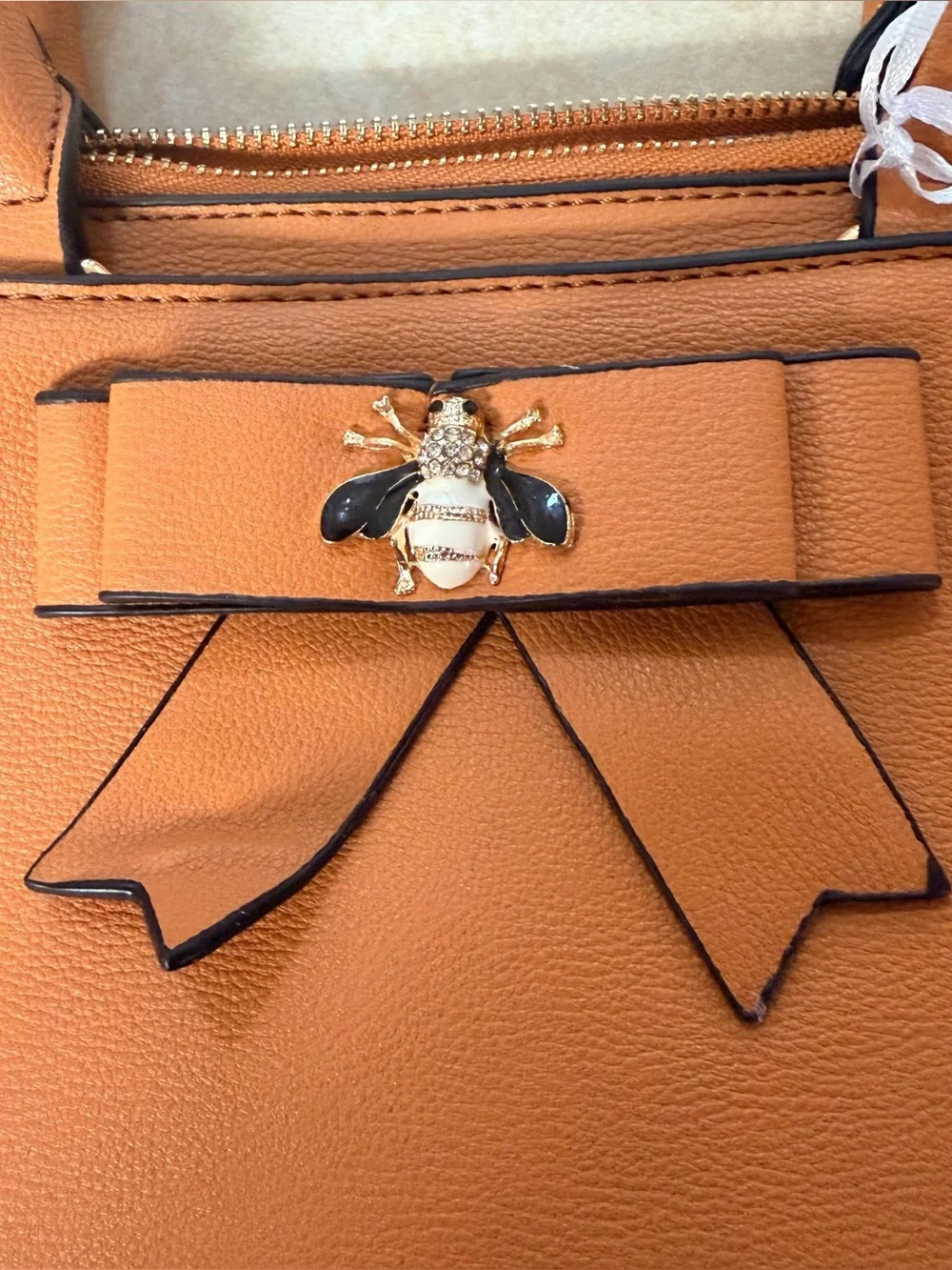 LA TERRE Structured Tan Faux Leather Handbag/Crossbody Bag